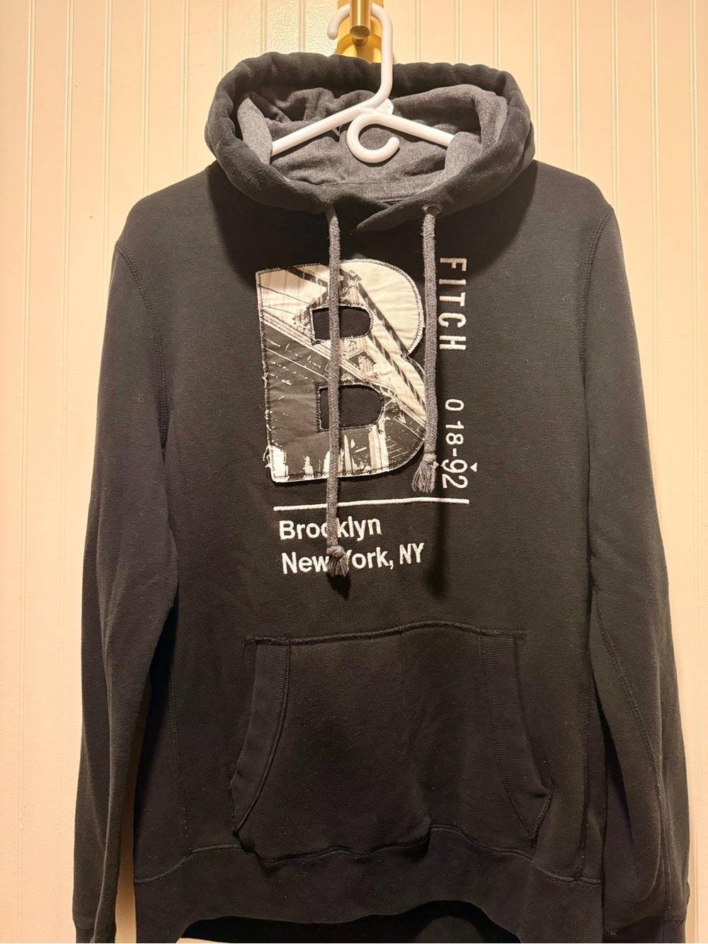Abercrombie & Fitch Black Crewneck Hoodie with Gray Graphic B